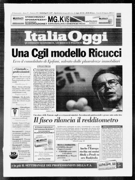 Italia oggi : quotidiano di economia finanza e politica